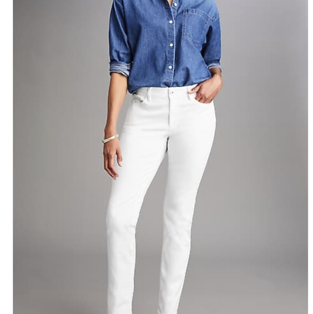 J.Jill Women's Authentic Fit Slim-Leg White Jeans Sz 10